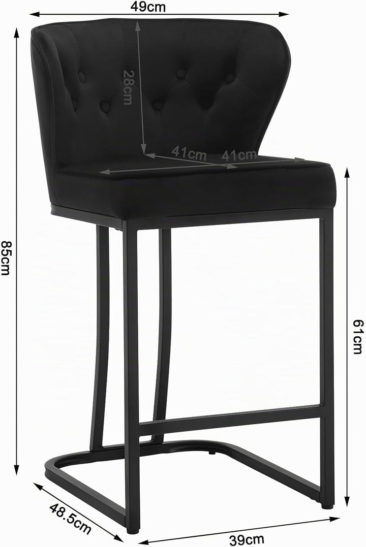 WOLTU Barhocker 2er Set, Barstuhl mit Rückenlehne, Bistrohocker, Schwarz | Tresenhocker, Design-Hock