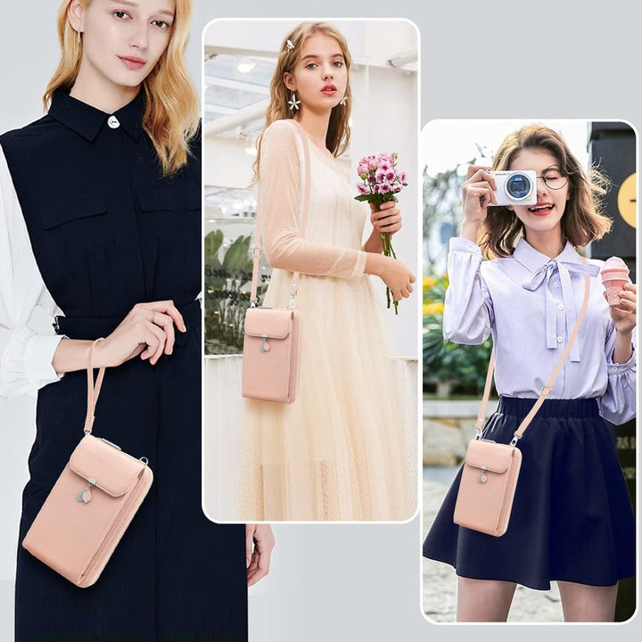 HNOOM Handytasche zum Umhängen RFID Schutz Geldbeutel Damen Umhängetasche Klein Crossbody Handytasch
