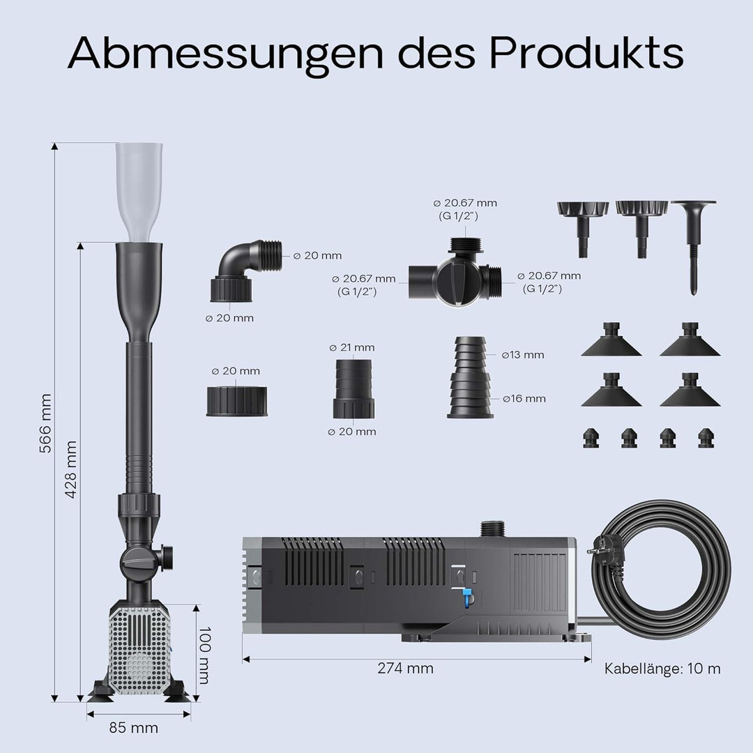 SunSun CHJ-1503 ECO Springbrunnenpumpe 1500 L/h 25 W mit Filterschwamm