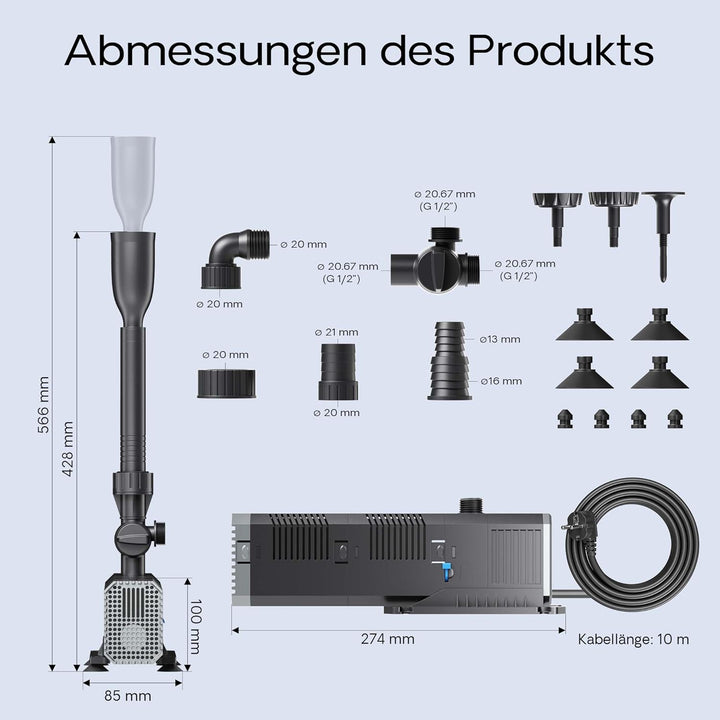 SunSun CHJ-1503 ECO Springbrunnenpumpe 1500 L/h 25 W mit Filterschwamm