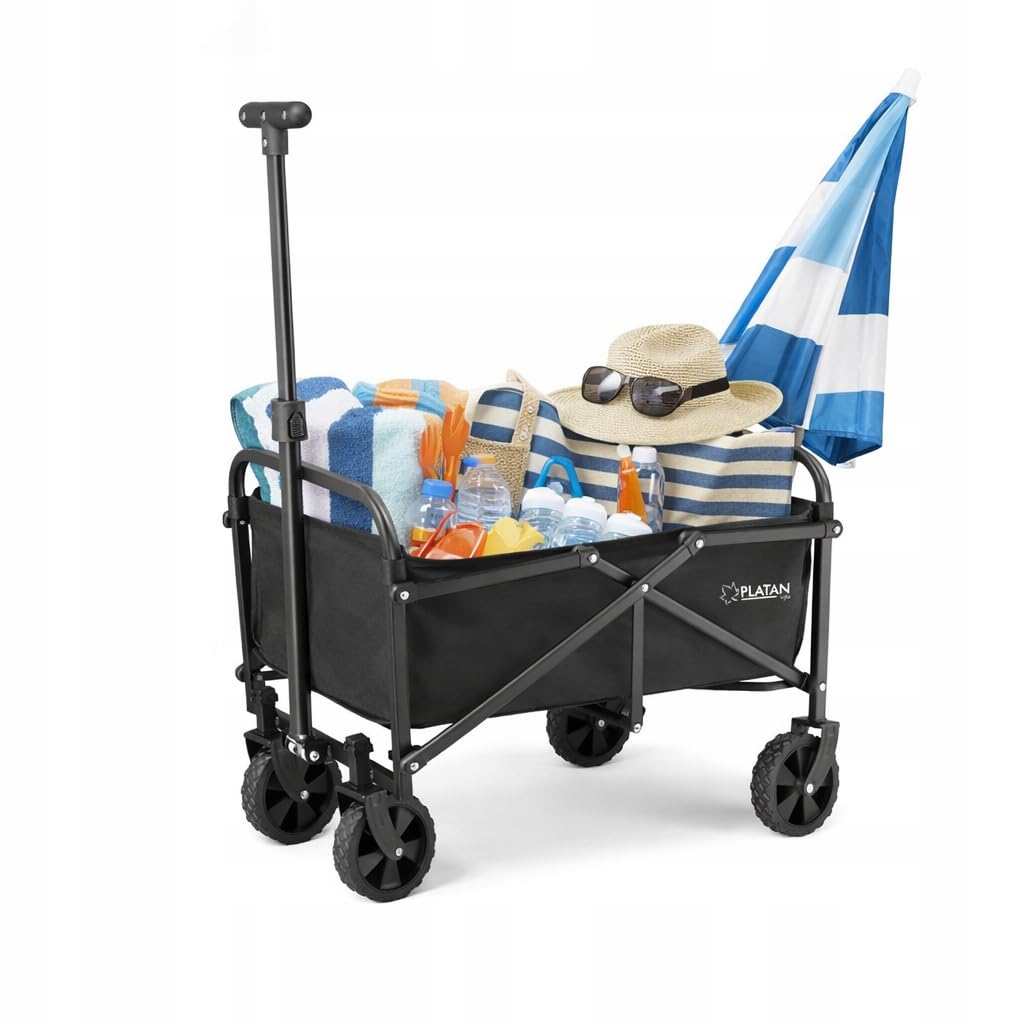 Bollerwagen 60L Klappbar Transportwagen Camping Garten | Strand- &amp; Gartenwagen, 60 kg Tragkraft, kla