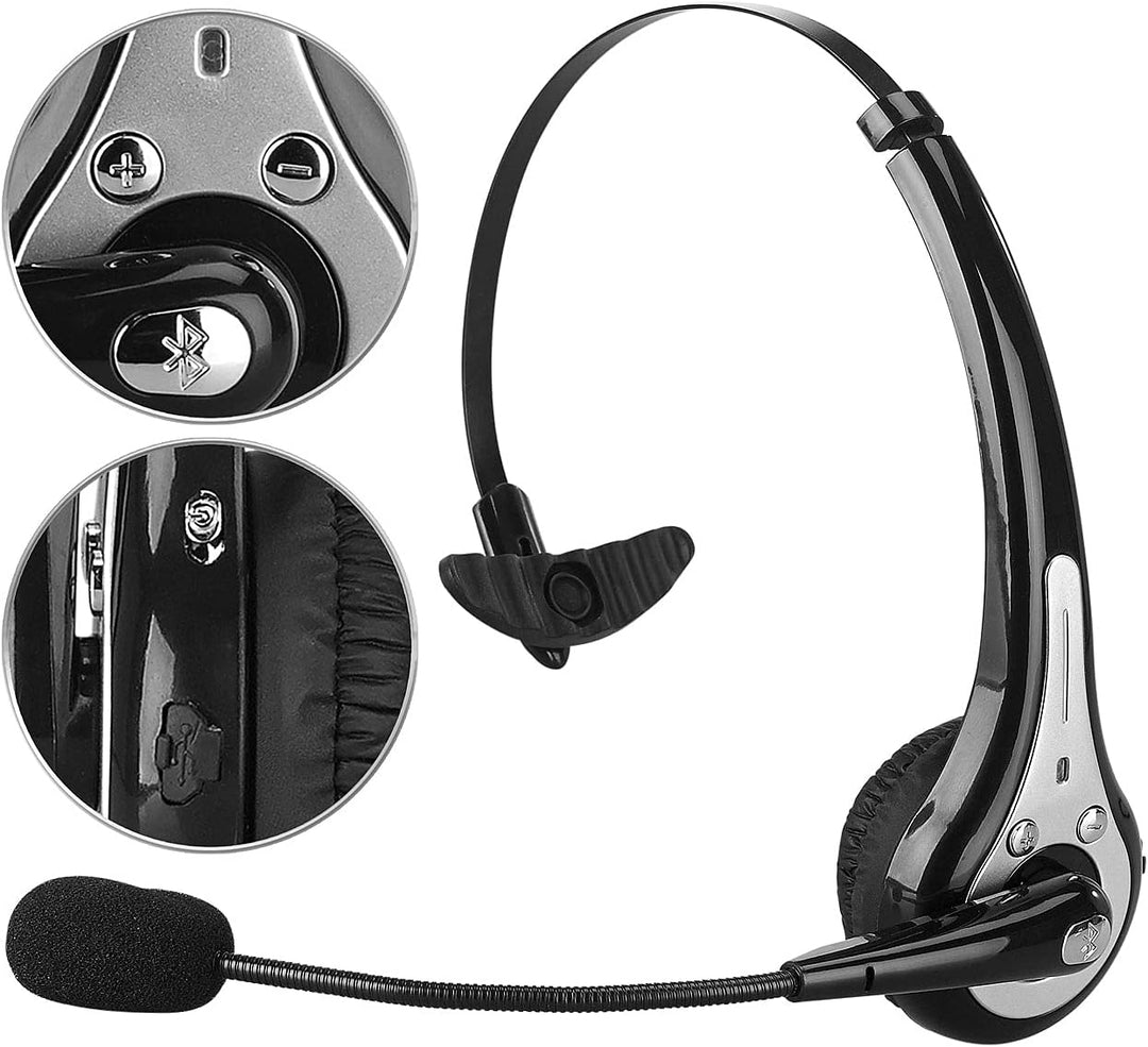 Callstel Headset mit Schwanenhals: 2er Pack Profi-Mono-Headset mit Bluetooth, Geräuschunterdrückung
