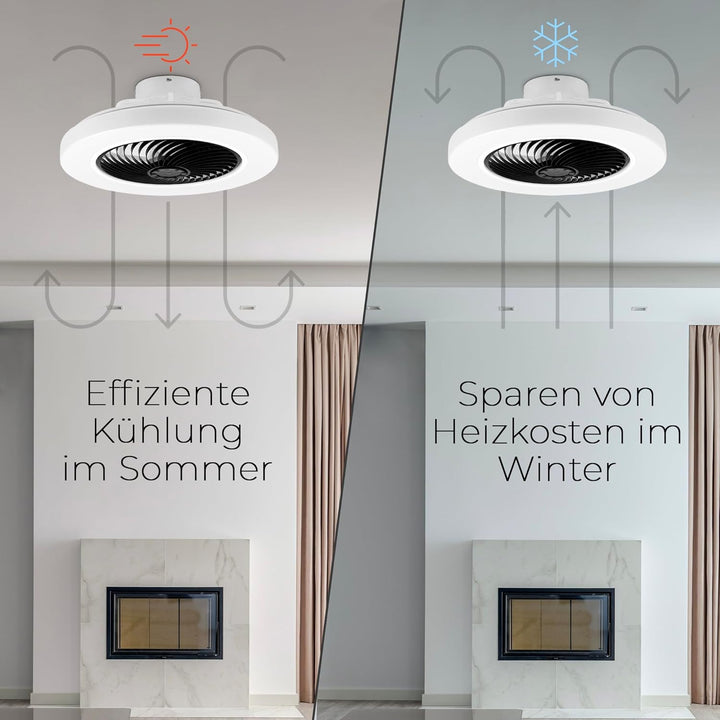 Noaton Deckenventilator mit Beleuchtung 12050B Triton, Schwarz, LED Dimmbar, 3 Farbtemperaturen, Fer