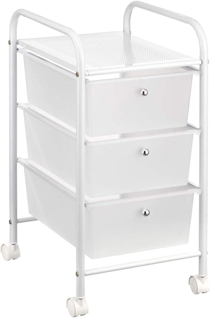 IDIMEX Badregal Rollwagen Rollcontainer GINA, mit 3 transparenten Schubladen und Metallgestell in we