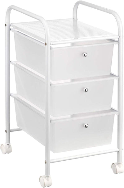 IDIMEX Badregal Rollwagen Rollcontainer GINA, mit 3 transparenten Schubladen und Metallgestell in we