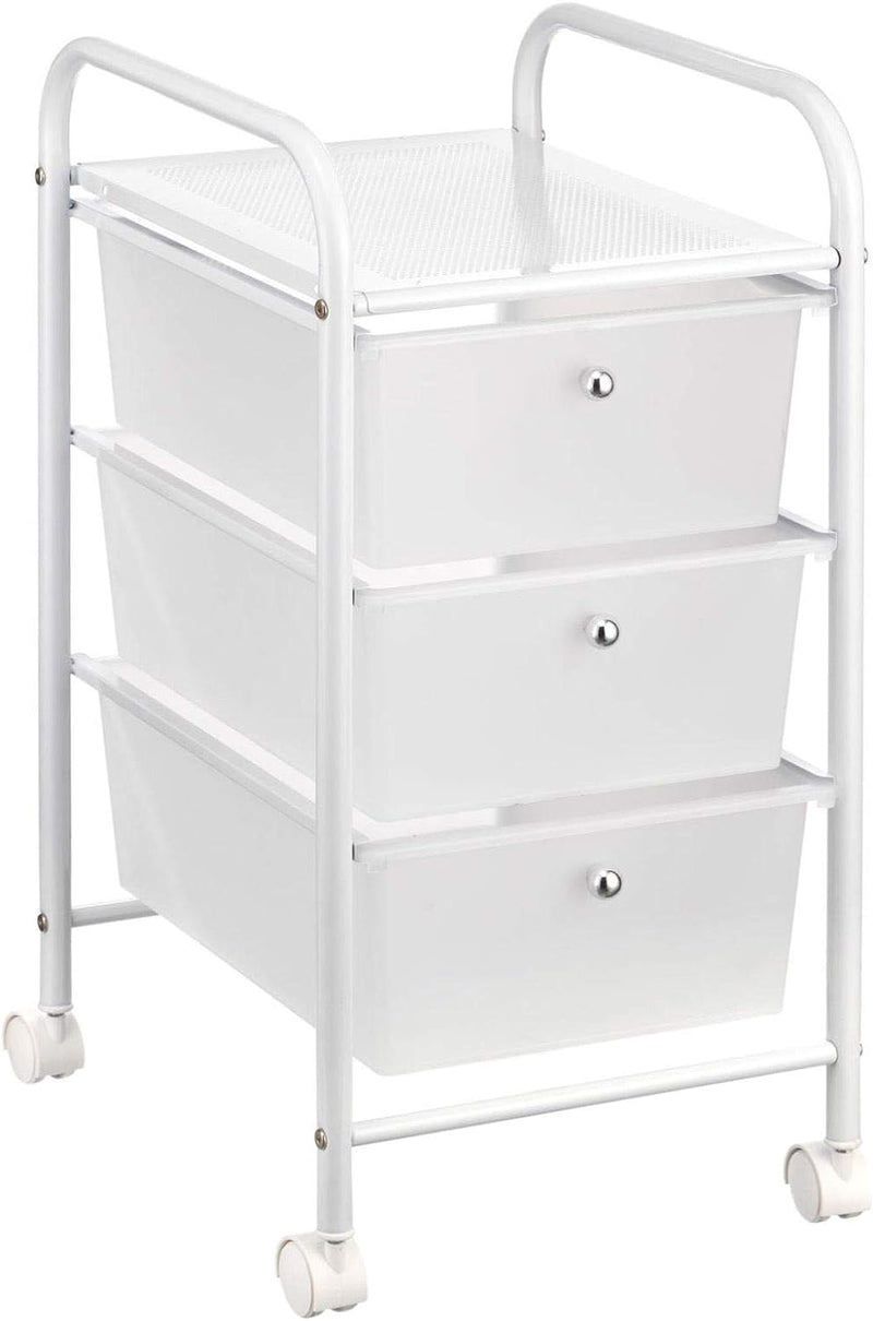 IDIMEX Badregal Rollwagen Rollcontainer GINA, mit 3 transparenten Schubladen und Metallgestell in we