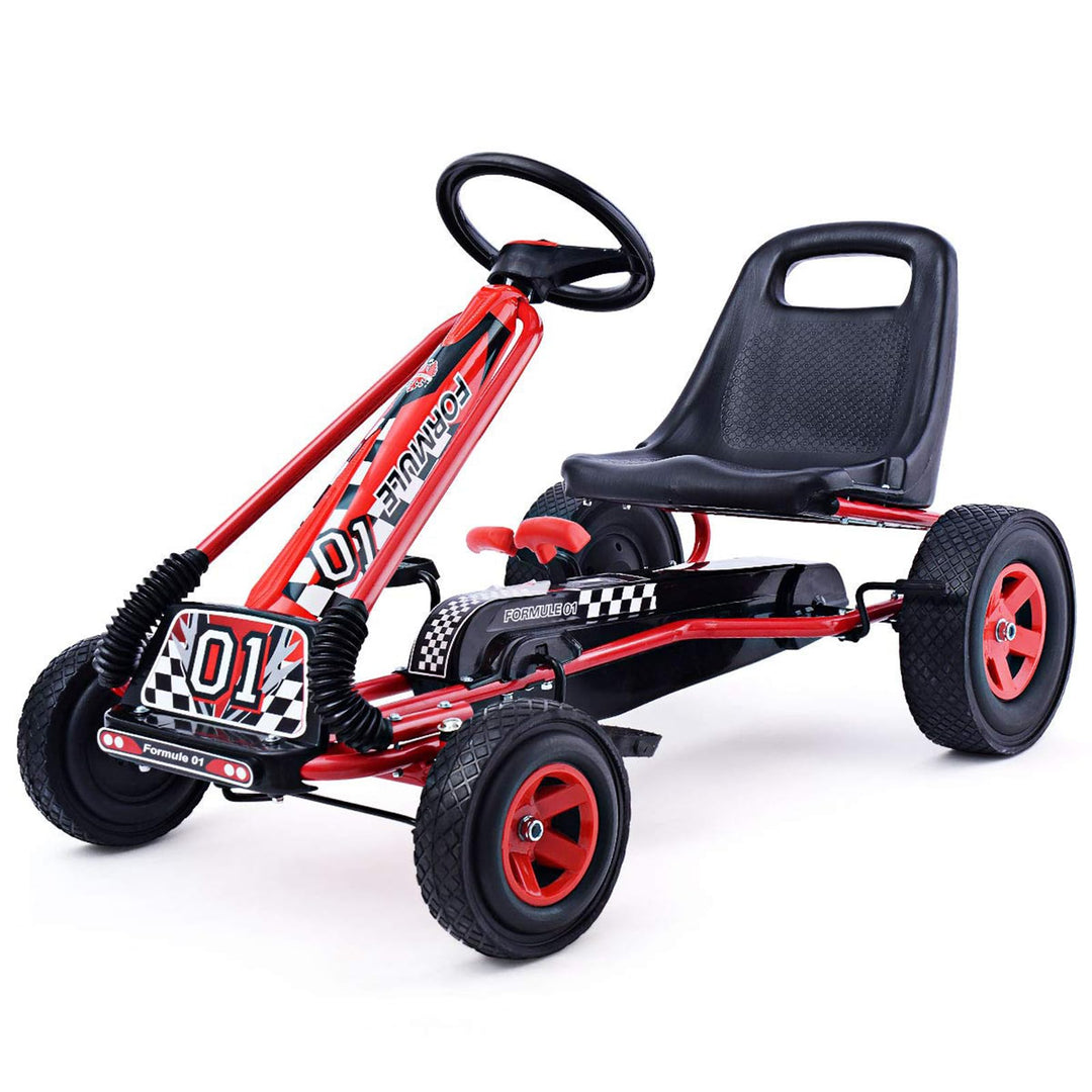 DREAMADE Kinder Go Kart Tretfahrzeug, Tretauto mit Bremsen, Kinderfahrzeug Pedalfahrzeug mit Verstel