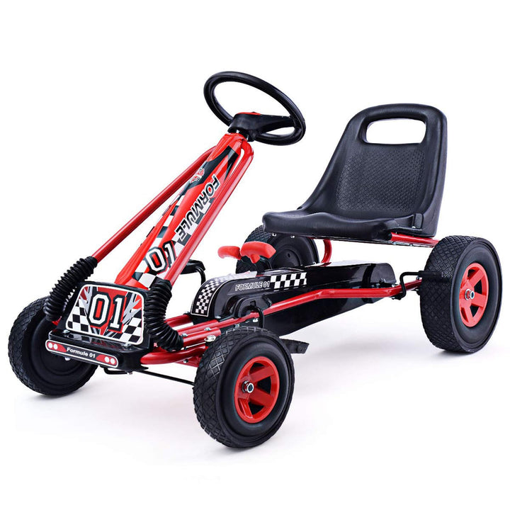 DREAMADE Kinder Go Kart Tretfahrzeug, Tretauto mit Bremsen, Kinderfahrzeug Pedalfahrzeug mit Verstel