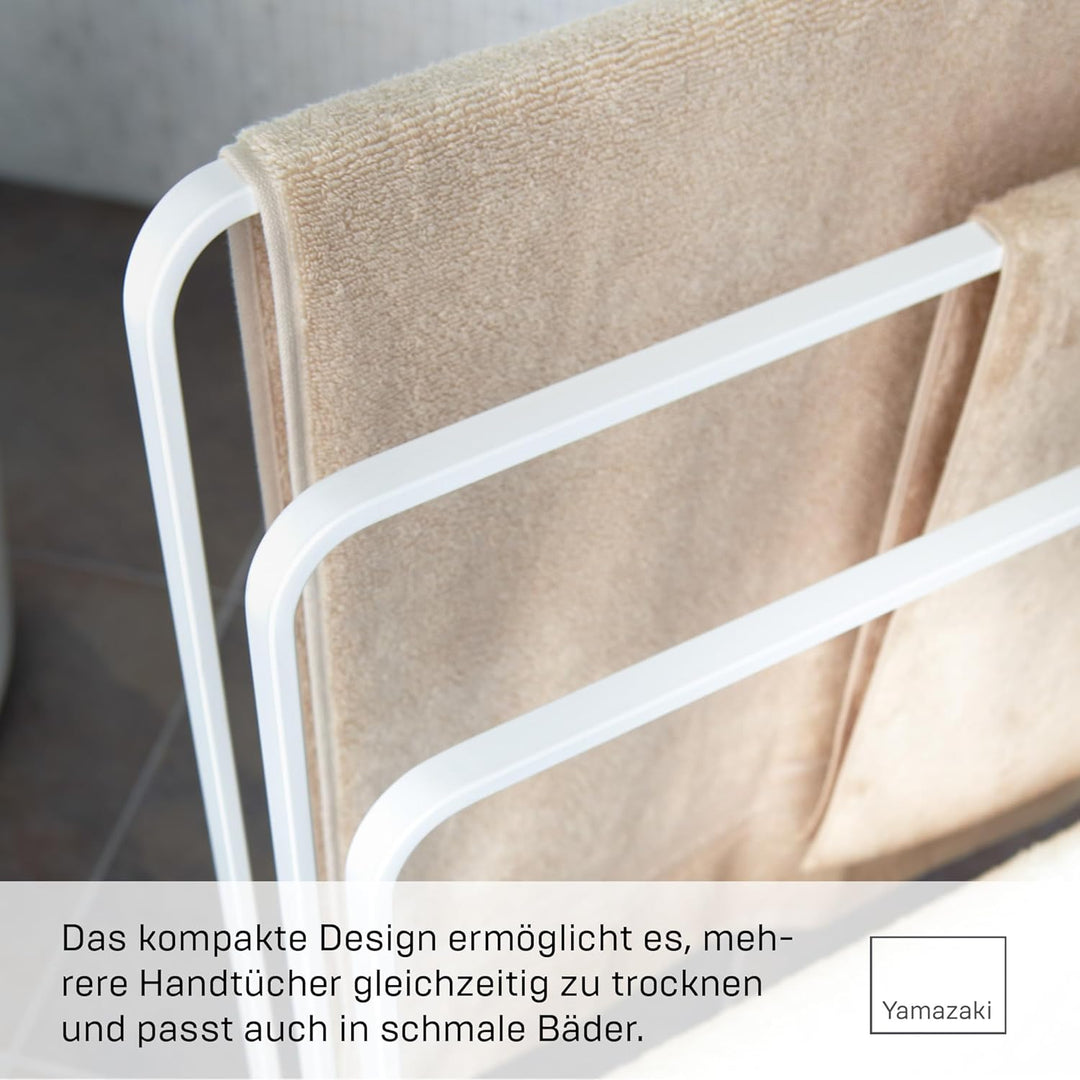 Yamazaki 4979 Tower Handtuchhalter mit 3 Ebenen, weiss, Stahl, Minimalistisches Design, Weiss