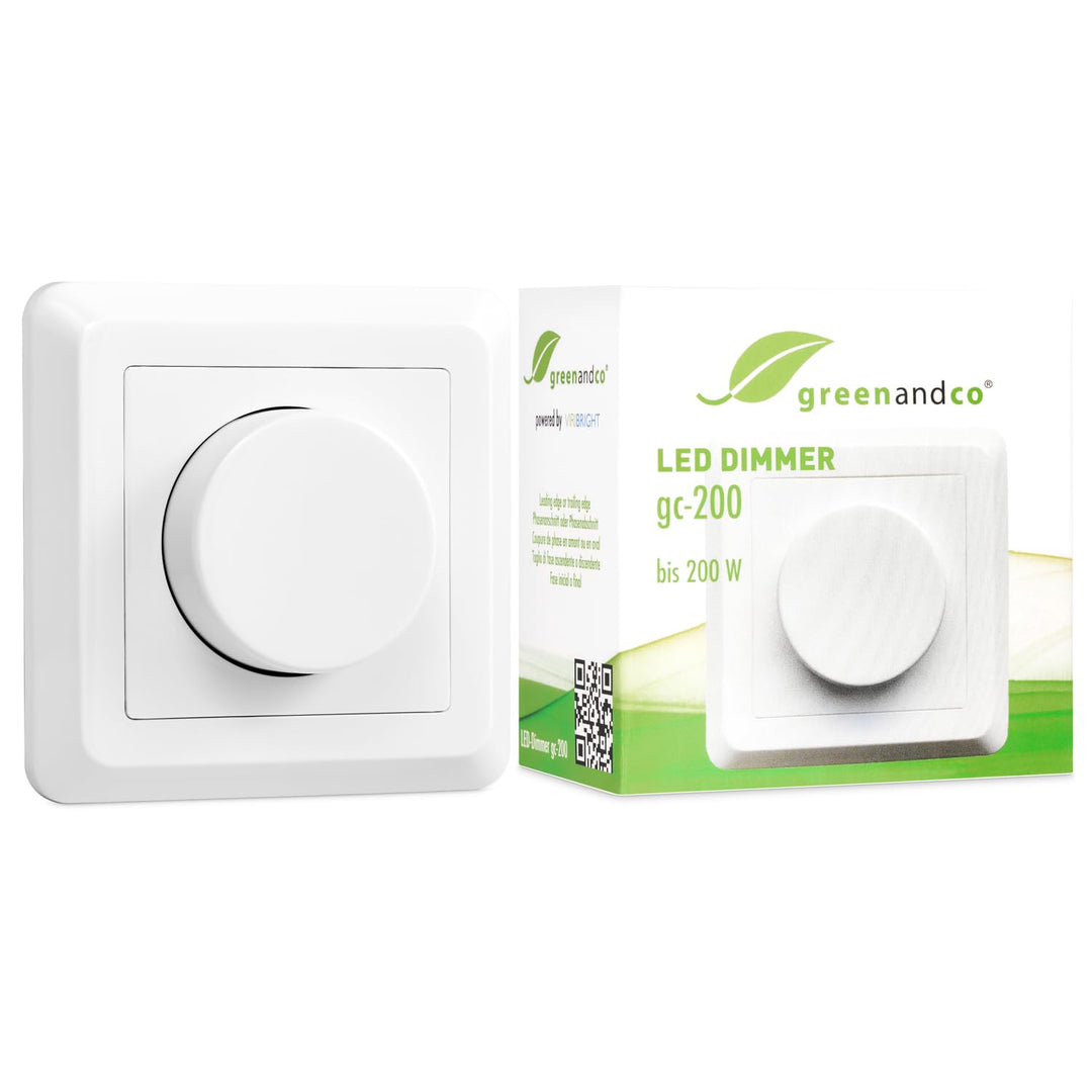 greenandco® gc-200 Unterputz LED und Halogen Dimmer 1-200 Watt, auch für herkömmliche Leuchtmittel u