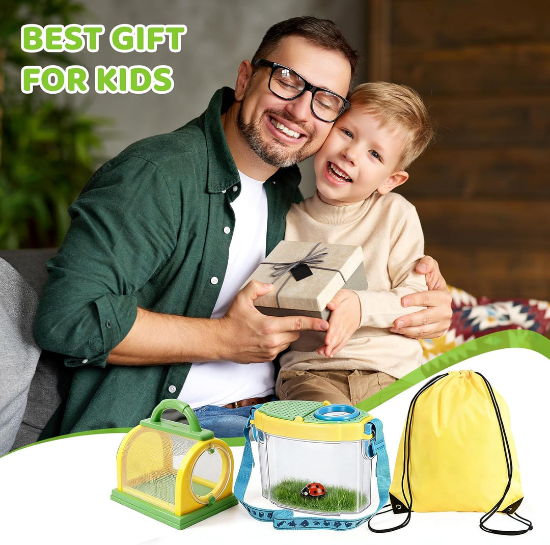 Kids Outdoor Explorer Kit Forscher Set Kinder, enthält Schmetterlingsnetz, Insektenbehälter, Lupe, I