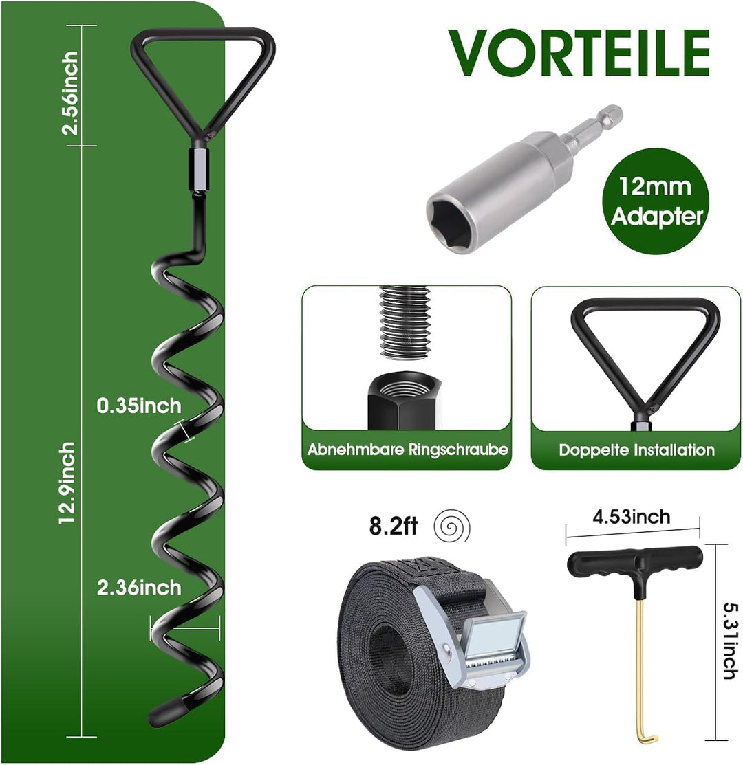 Bodenanker Trampolin 6 Pack | Heavy Duty Erdanker zum Einschrauben für Trampoline Withstand High Win