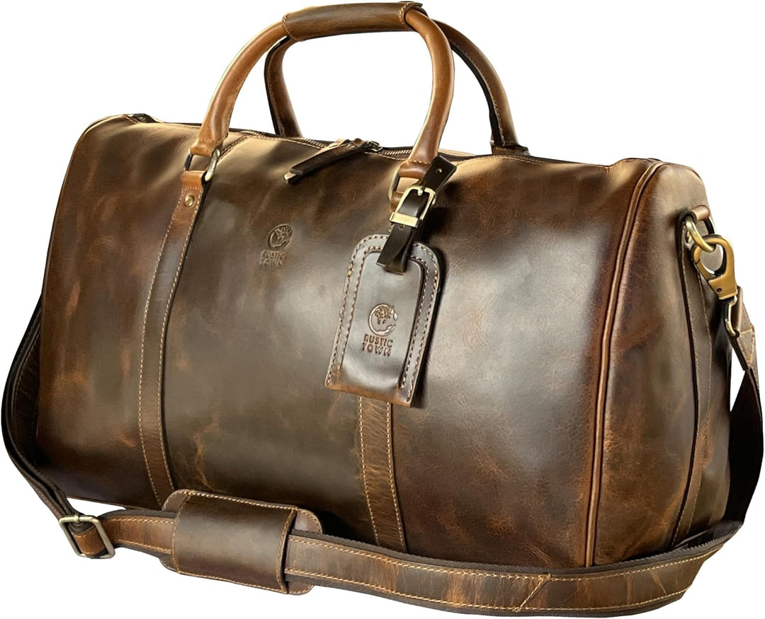 Rustic Town gross Leder Reisetasche - Carry On Vintage Umhängetasche Duffel Bag Weekender Tasche für