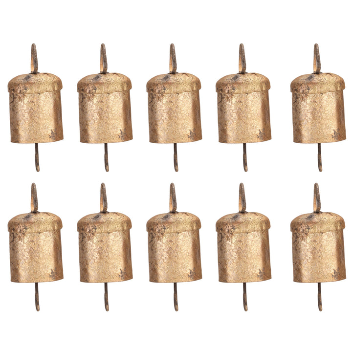 10 Stück Vintage Weihnachtsglocke zur Dekoration - Rustikale hängende Zylinderglocken zum Basteln, H