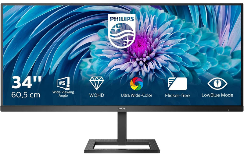 Philips 345E2AE - 34 Zoll WQHD Gaming Monitor, 75 Hz, 4ms, AdaptiveSync (3440x1440, HDMI, DisplayPor