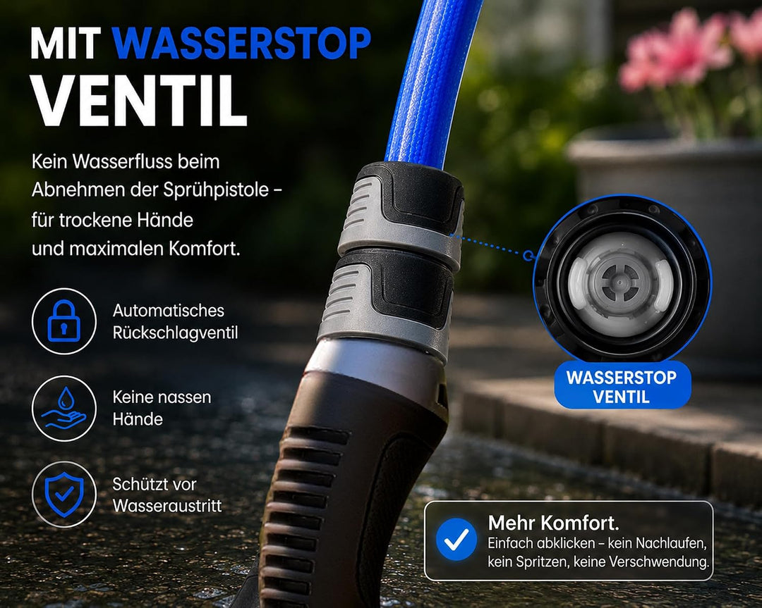 QUICK STAR Schlauchtrommel Zulu 30 m +2m, Automatik Rollup, 180° schwenkbar, 10 Modi Multi Handbraus