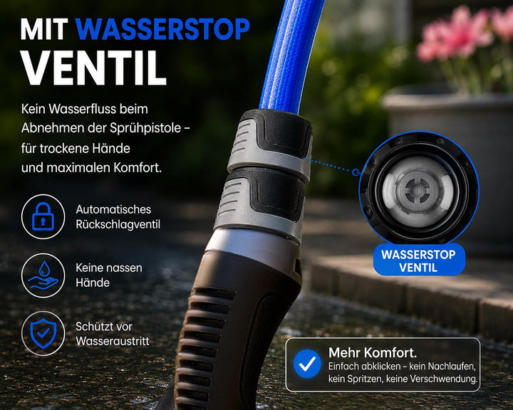 QUICK STAR Schlauchtrommel Zulu 30 m +2m, Automatik Rollup, 180° schwenkbar, 10 Modi Multi Handbraus