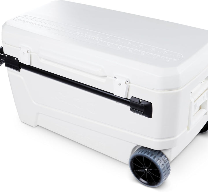 Igloo Kühlbox Glide 110 mit Teleskopgriff und grossen Rädern, 104 Liter für Boot, Angeln, Camping un
