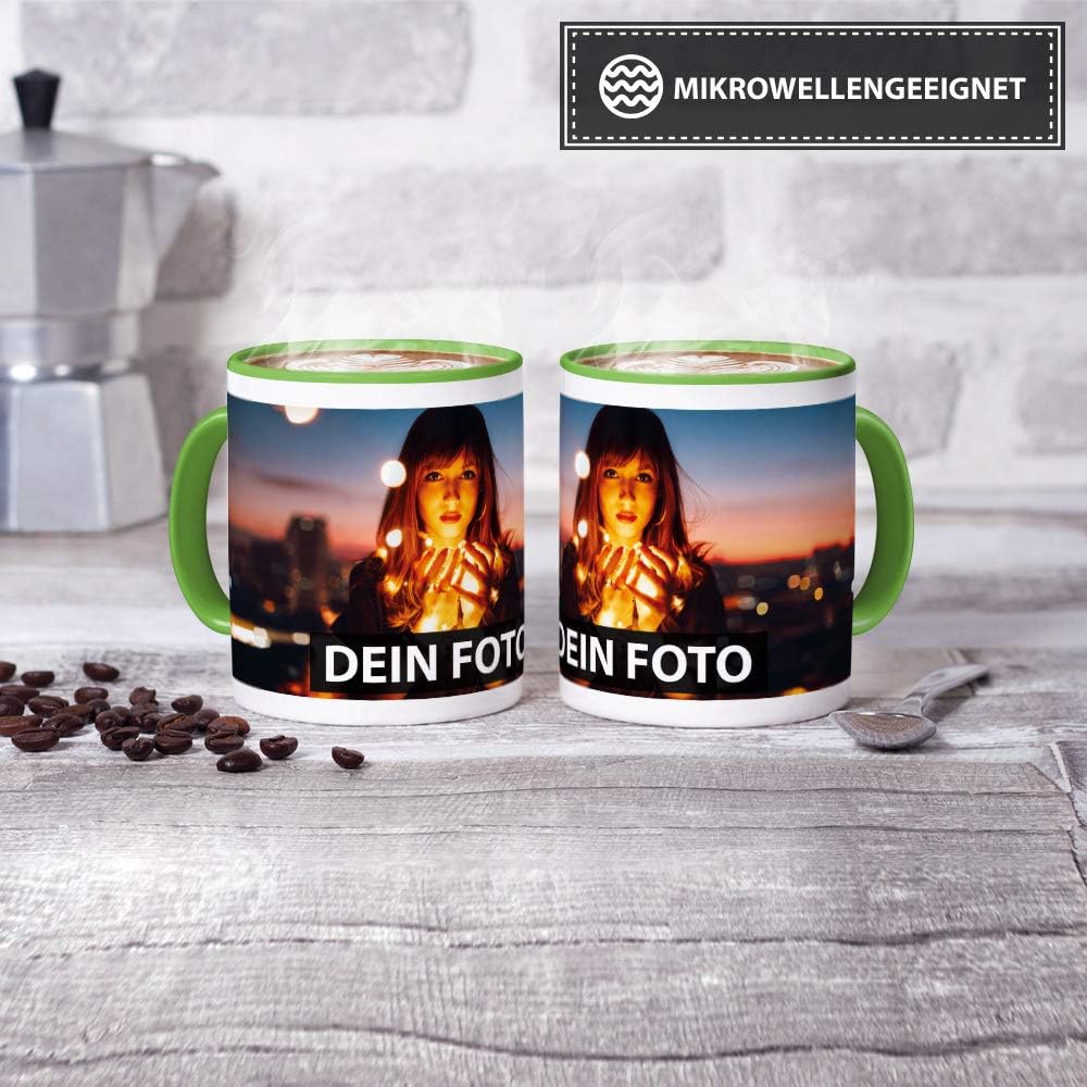 Foto-Tasse zum selbst gestalten mit Foto und Text/mit individuellen Druck in Profiqualität/Personali