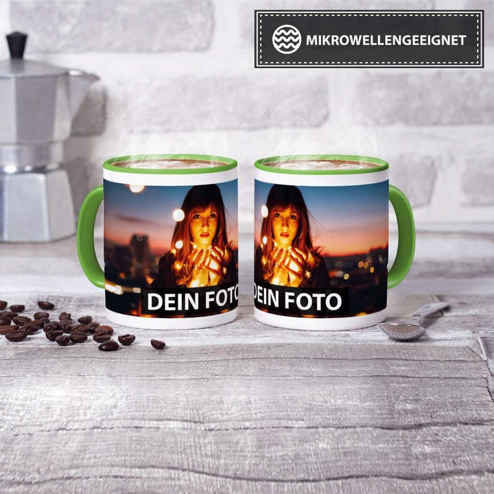 Foto-Tasse zum selbst gestalten mit Foto und Text/mit individuellen Druck in Profiqualität/Personali