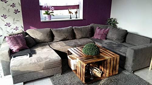 3 Stück geflammte/braune Holzkiste mit Zwischenboden 50cm x 40cm x 30cm Regal Holzregal Wandregal Bo