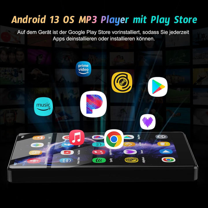 5 Zoll MP3 Player mit Android 13 OS, 32 GB MP3 Player mit Bluetooth und WiFi, 1080P HD MP4 Player, M