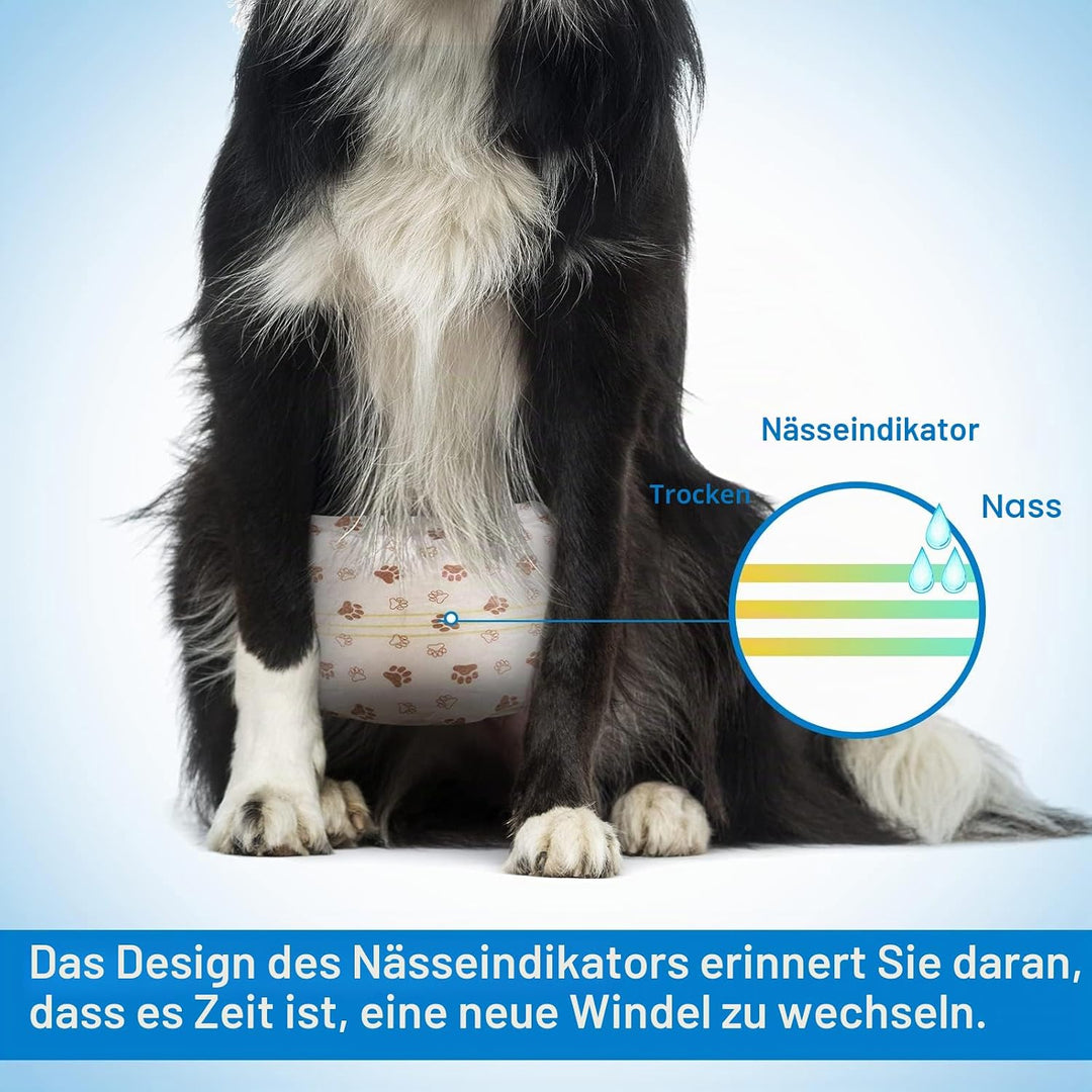 Pet Soft Einweg-Hundewindeln für Rüden 50 Stück, Hochsaugfähige Rüdenwindeln mit Nässeindikator und