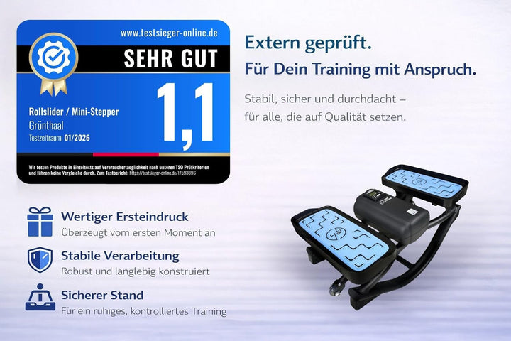 Mini Stepper Alternative - Rollslider - Fitnessgerät für zuhause - leise & gelenkschonend kompakt mi