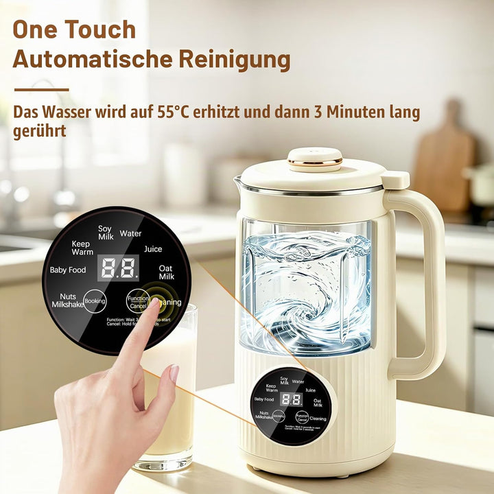 Nussmilchmaschine, 1200ml Automatische Sojamilch Maschine, 8-in-1 Hafermilch Maschine für selbstgema