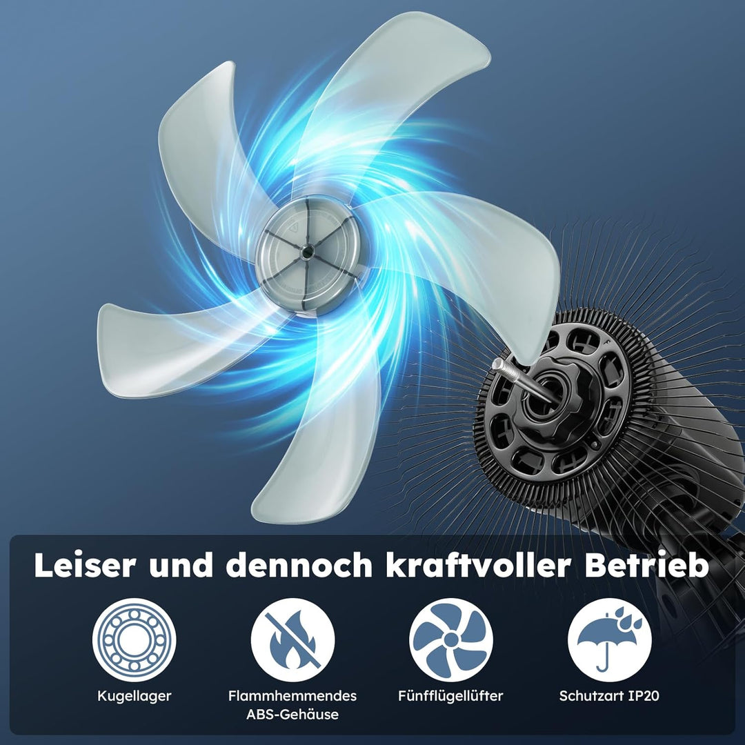 Wandventilator mit Fernbedienung, 40 cm Wand Ventilator mit 3 Geschwindigkeiten, Oszillation 90° & T