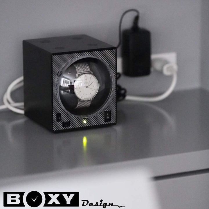 Uhrenbeweger Boxy Classic Carbon EDITION PRO1 mit Netzteil - neue Kollektion 2024