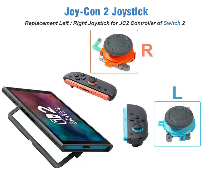 ElecGear 2x Joystick-Ersatz für Switch 2 Joy-Con 2 Controller, Analoger Linker und Rechter Steuerknü