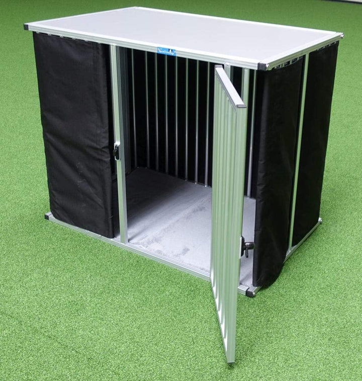 Callieway® ALU DOGBOX/Hundebox/ALU Hundkäfig für Büro und Daheim (nur vertikale Stäbe, 1-türig) (3XL