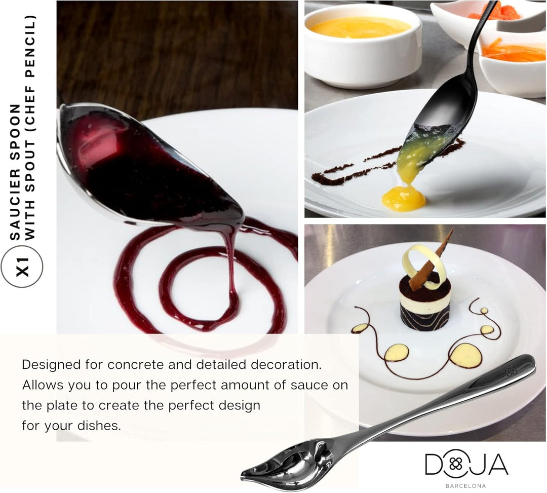 DOJA Barcelona | Kueche Chef Kochutensilien | Farbe: Schwarz | 7 Utensilien Edelstahl Plating Kit |