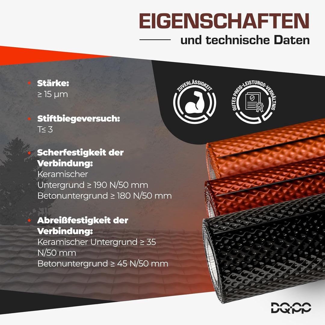 DQ-PP WANDANSCHLUSSBAND | Länge 5m | Breite 300mm | Kirsche RAL 3011 | hochwertiges Aluminium und Bu