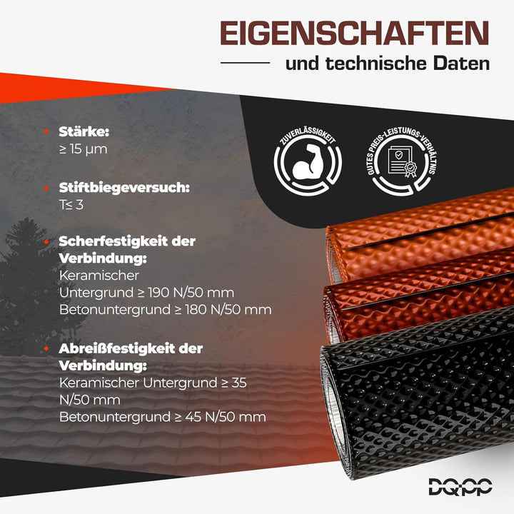 DQ-PP WANDANSCHLUSSBAND | Länge 5m | Breite 300mm | Kirsche RAL 3011 | hochwertiges Aluminium und Bu