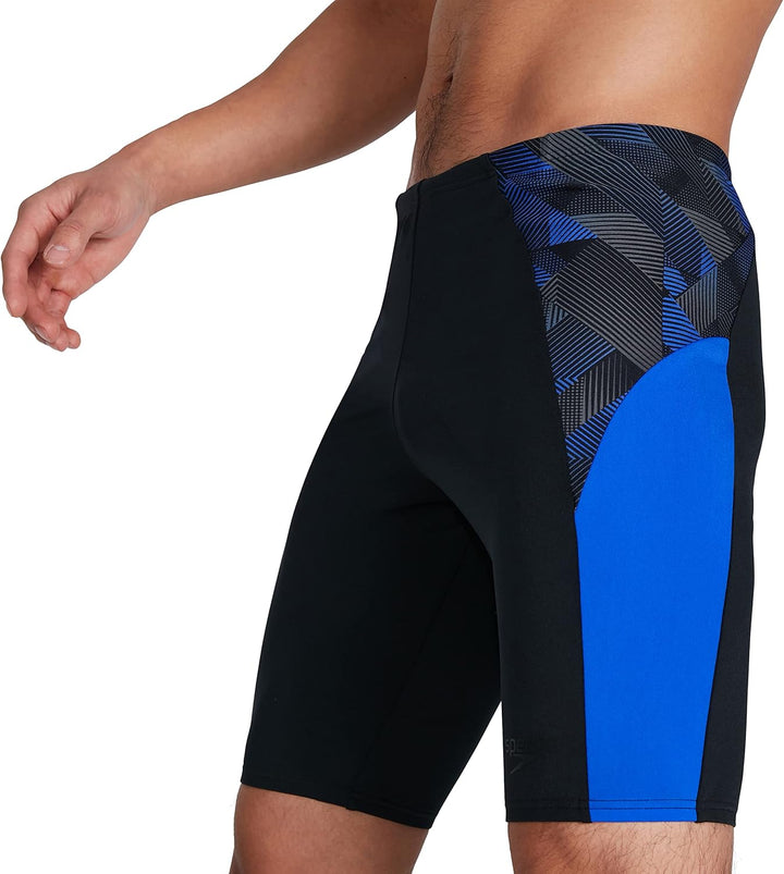 Speedo Herren Eco Endurance+ Splice II Badehose Schwarz/Blau Flame/Usa Anthrazit 26, Schwarz/Blau Fl
