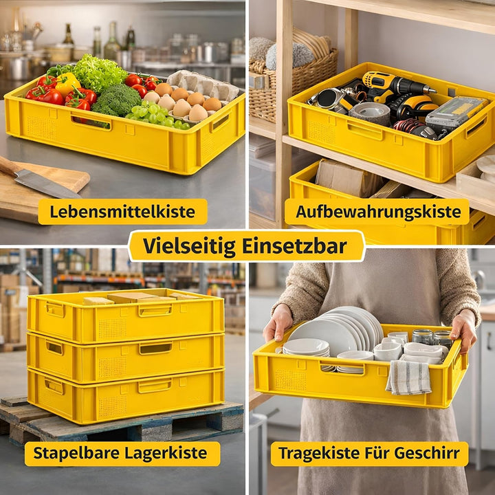BURI Fleischerkiste E1 Lagerkiste 60x40x12,5 cm | Fleischkiste Metzgerkiste flach | extrem vielseiti