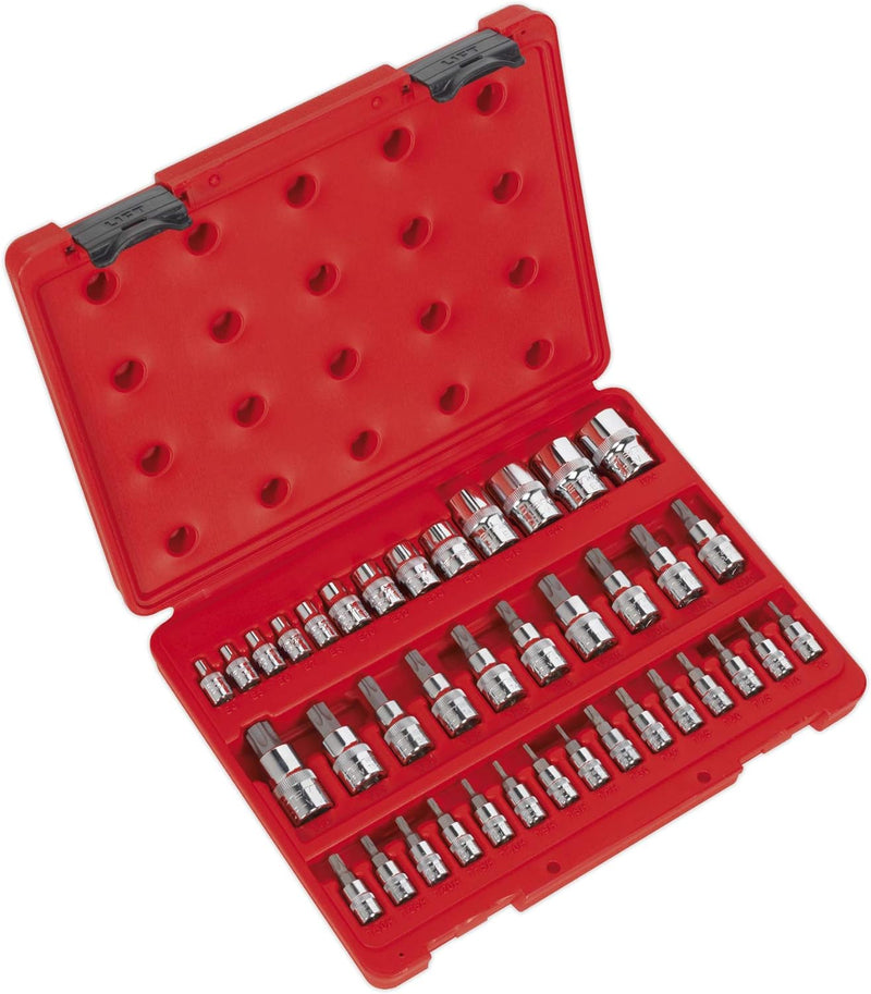 TRX-Star* Socket & Security Socket Bit Set 38pc 1/4", 3/8" & 1/2"Sq Drive 1 Red, 1 Red