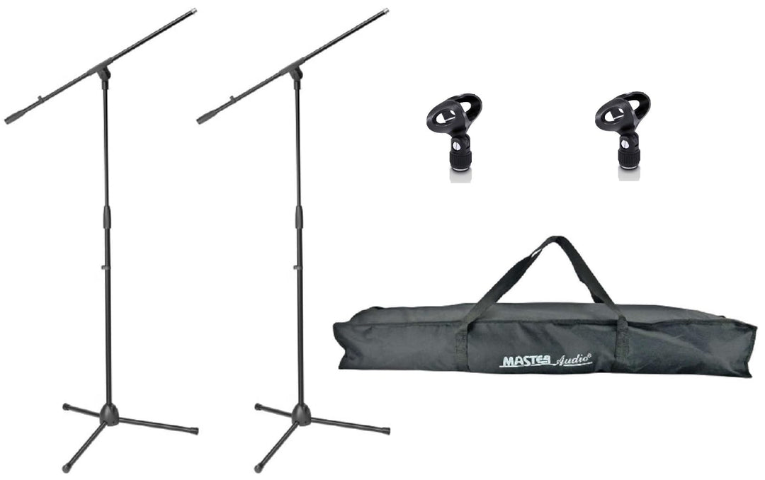 2 x Adam Hall S 5 BE - Mikrofon-Ständer mit Schwenkarm/Galgen, Mikrofon-Klammer Ø 23-36 mm &amp; Transpo