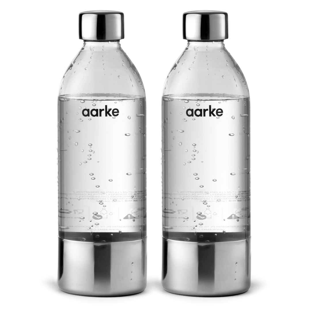 AARKE 2er-Pack PET-Flaschen für Wassersprudler Carbonator 3, BPA-frei mit Details in Edelstahl, 800m