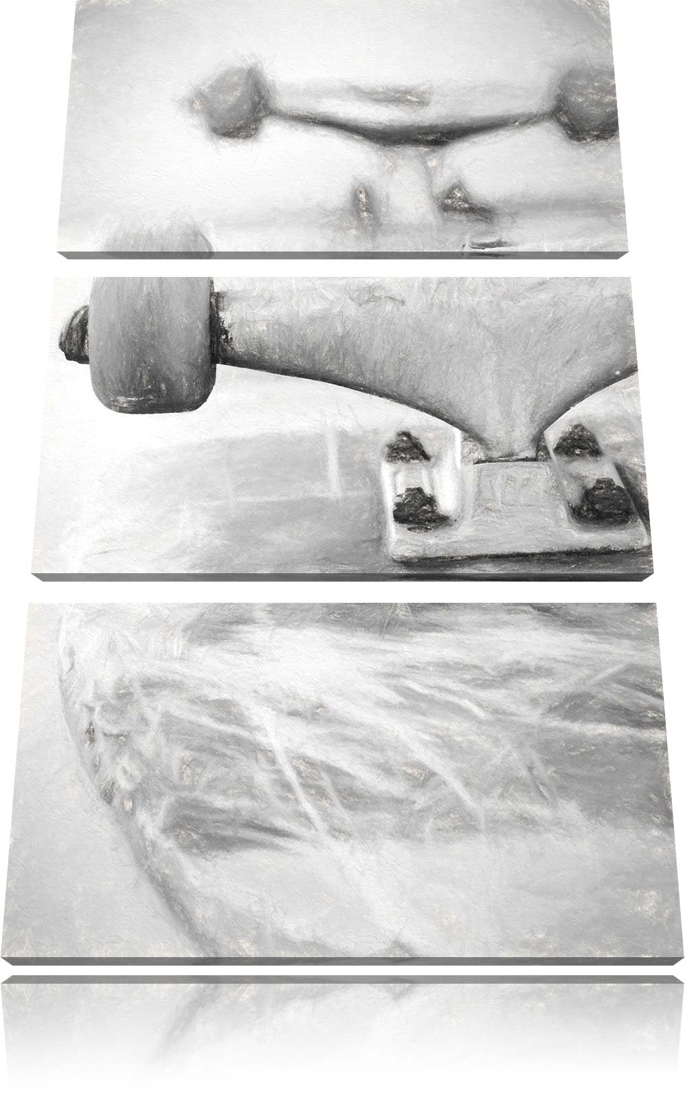 Pixxprint Skateboard / 3-Teilig/Gesamtmass 120cm Leinwandbild bespannt auf Holzrahmen/Wandbild Kunst