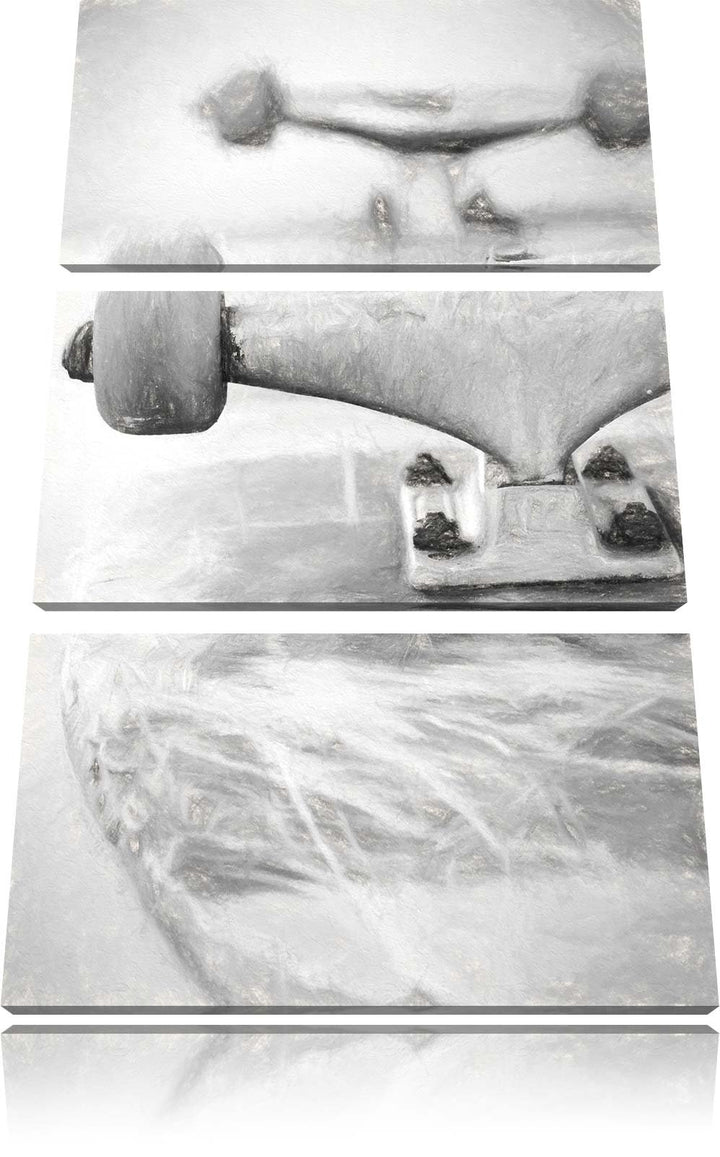 Pixxprint Skateboard / 3-Teilig/Gesamtmass 120cm Leinwandbild bespannt auf Holzrahmen/Wandbild Kunst