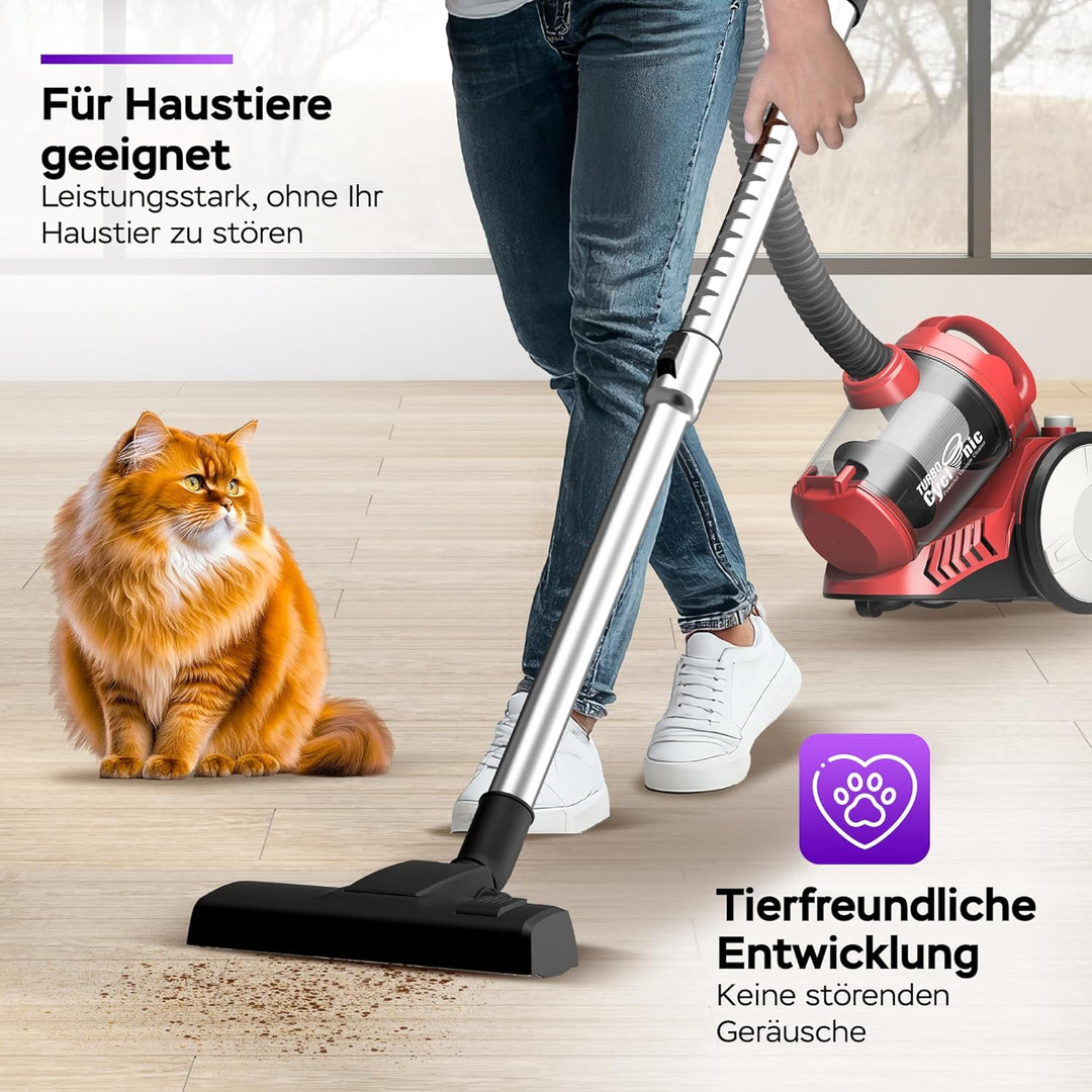 TurboTronic By Z-LINE Multi-Zyklon Staubsauger, 19 kPa Saugkraft (extrem), 900 Watt Hocheffizienzmot