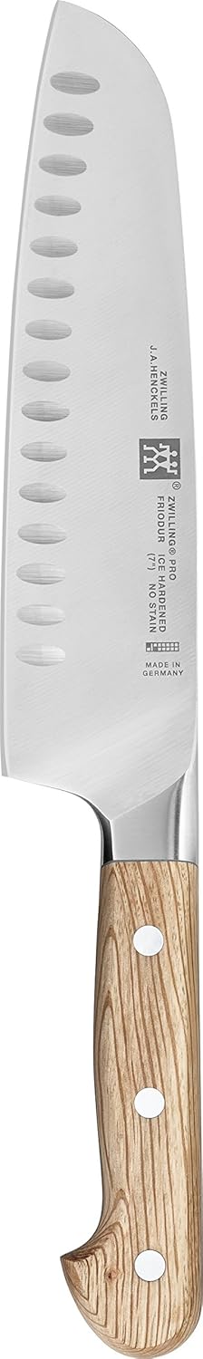 Zwilling Pro Wood, Santokumesser, 18 cm, Rostfreie r Spezialstahl, Steineichengriff, Natur