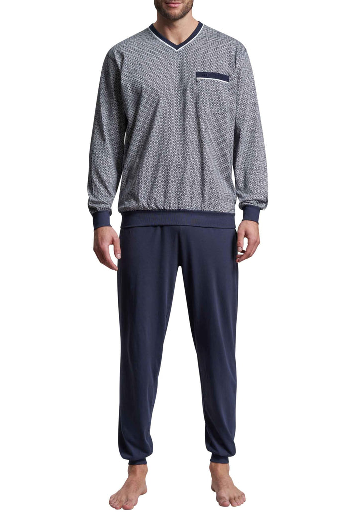 Götzburg Herren Pyjama blau 52 Blau-mittel-minimal, 52 Blau-mittel-minimal