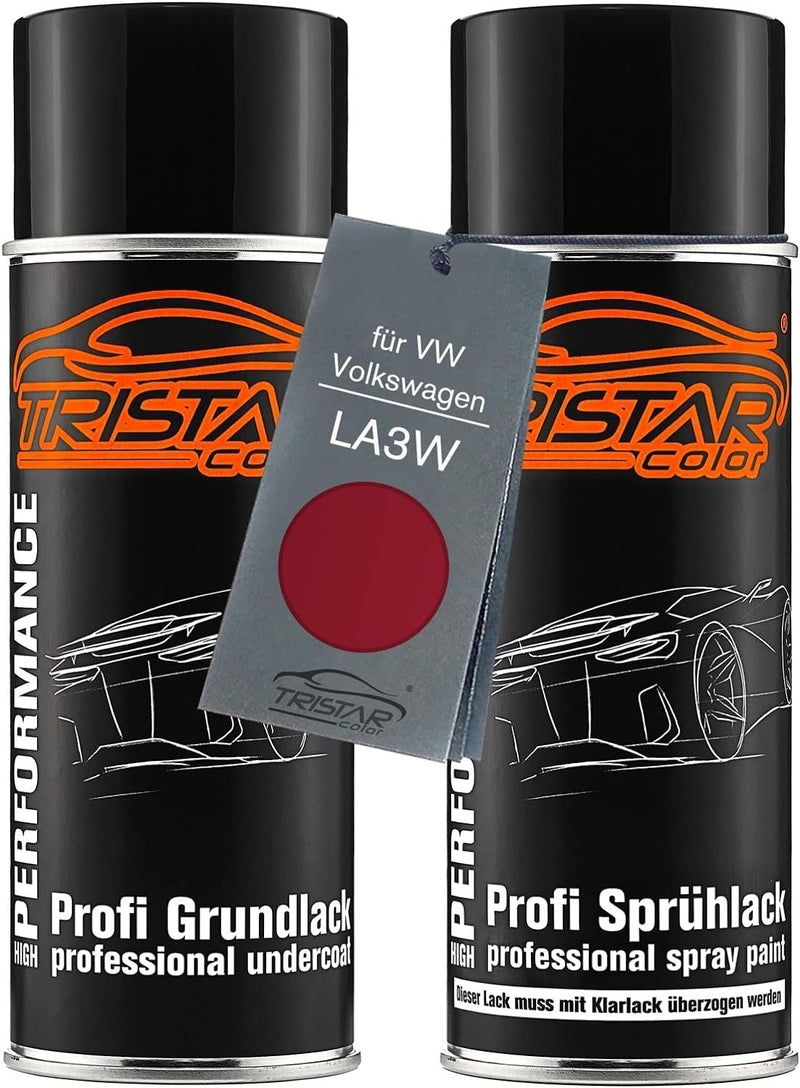 TRISTARcolor Autolack Spraydosen Set für VW/Volkswagen LA3W Red Spice Metallic/Spice Red Metallic Gr