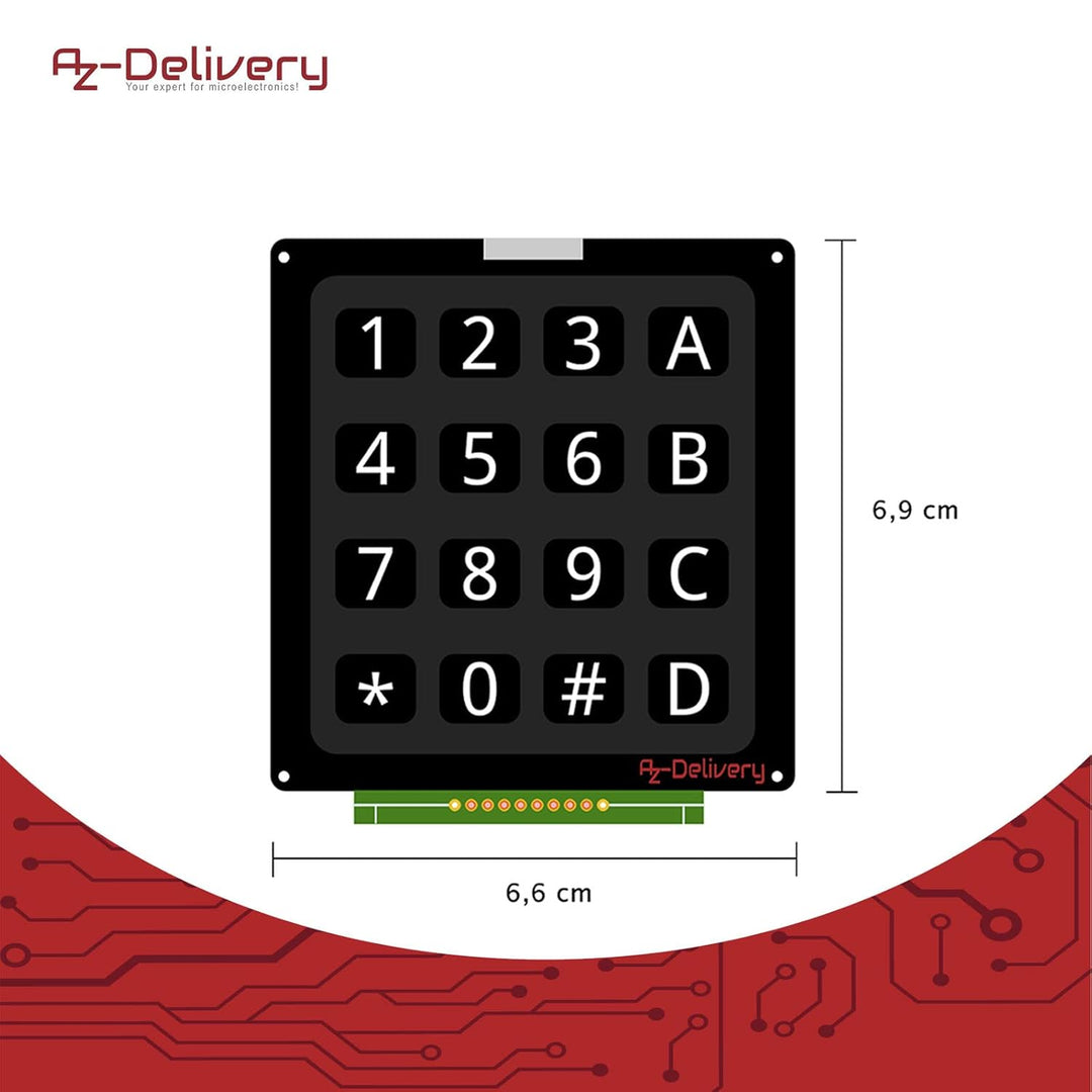 AZDelivery 5 x 4x4 Matrix Keypad Tastatur kompatibel mit Arduino und Raspberry Pi inklusive eBook!,