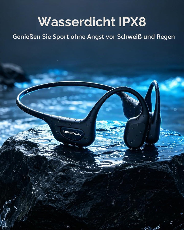 Knochenschall Kopfhörer Bluetooth 6.0 Zum Joggen, Radfahren, Fitness, IPX8 | 24g Ultraleicht, weiche