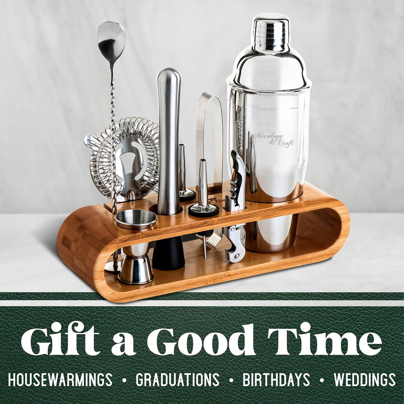 Mixology & Craft Cocktail Set (10-TLG.) - Edles Cocktail Shaker Set mit Shaker aus Edelstahl und Bar